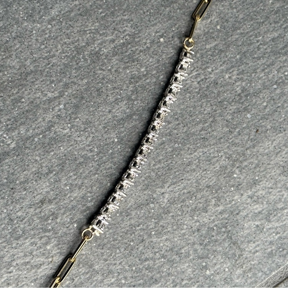 Diamond and paperclip tennis bracelet - Picture 3 of 14